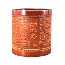 竹雕刻笔筒竹子创意礼品仿复古做旧毛笔笔筒办公学习用品礼品