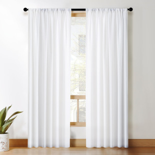 New Pure White Semi-shading Velvet Window Screen Cross-border Amazon AliExpress Wear Rod Curtain