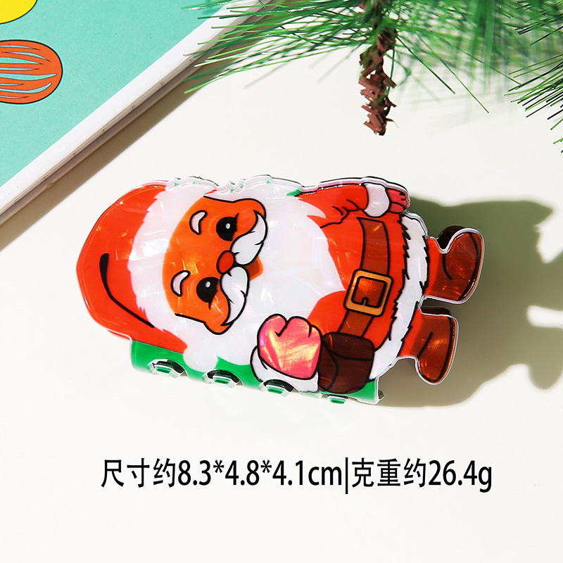 闪闪姑娘新款圣诞节日格林奇绿怪发夹圣诞老人姜饼人雪人麋鹿抓夹|undefined