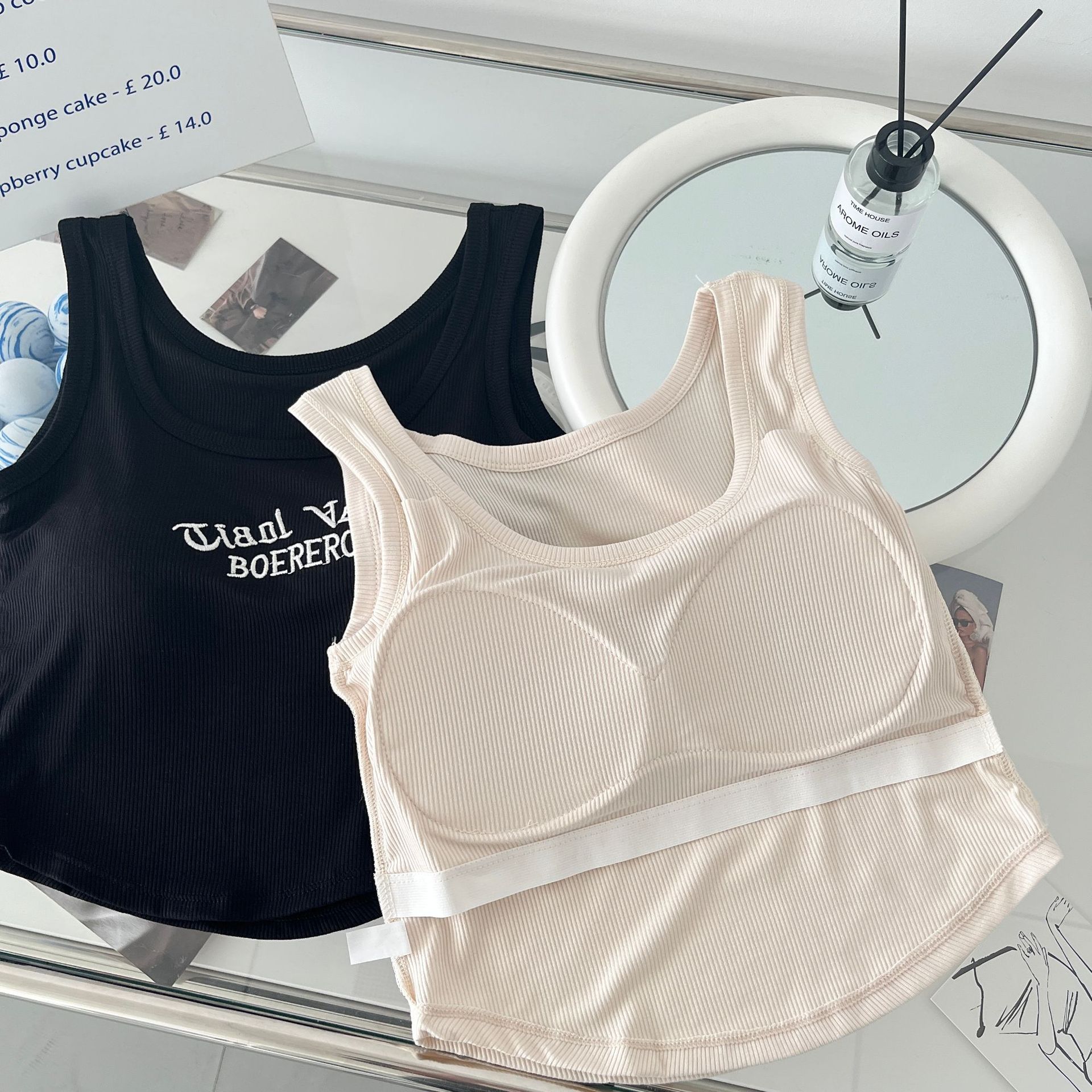 Nueva camisola de color sólido envuelto en el pecho chaleco fijo en el pecho almohadilla interior y exterior desgaste ancho correa de hombro slim fit todo partido Chaleco de fondo