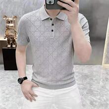 精品服饰高档夏季男士老钱风薄款针织翻领短袖T恤POLO衫男装