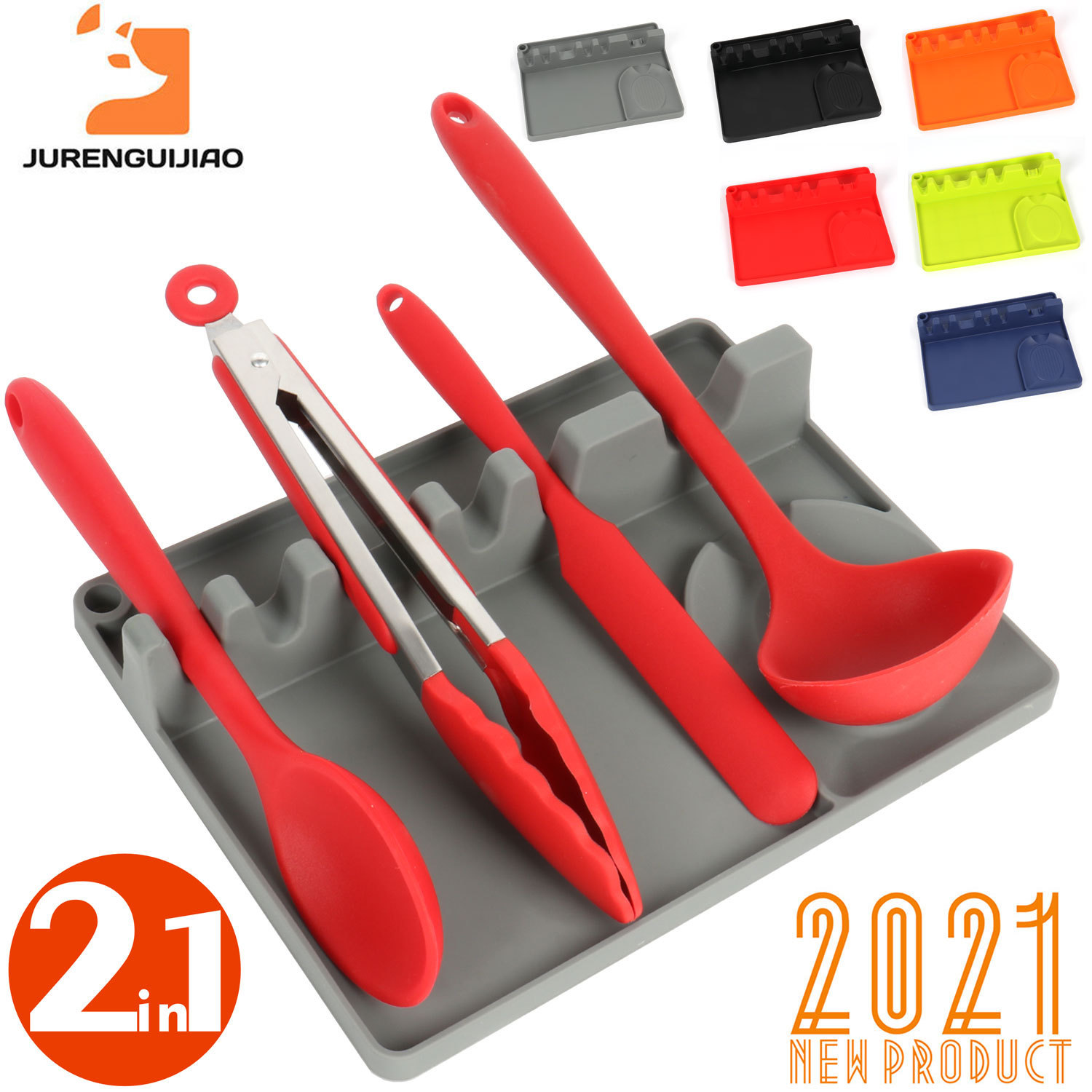 Silicone spoon rest kitchen small tools placed on spoon pad kitchen large two-in-one silicone spoon rest spoon holder spoon stand
