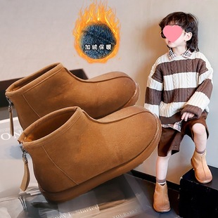 Thickened Outdoor Casual Boots Children's New Fashionable Autumn and Winter Wear fleece-lined 2024 Warm Children's Cotton Boots All-match Boots