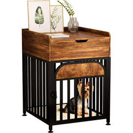跨境狗笼床头柜铁架木制狗屋带抽屉装饰狗窝家具小型犬室内宠物箱