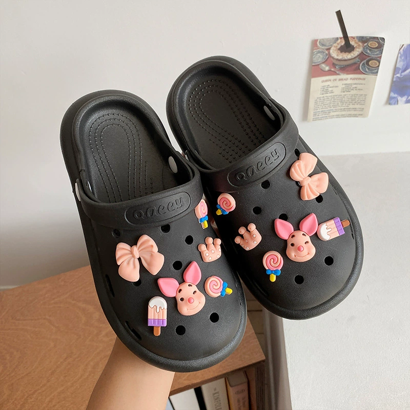 Летняя верхняя одежда для женщин Dly Croc Shoes, новые с толстой подошвой пляжные нескользящие милые баотоу тапочки