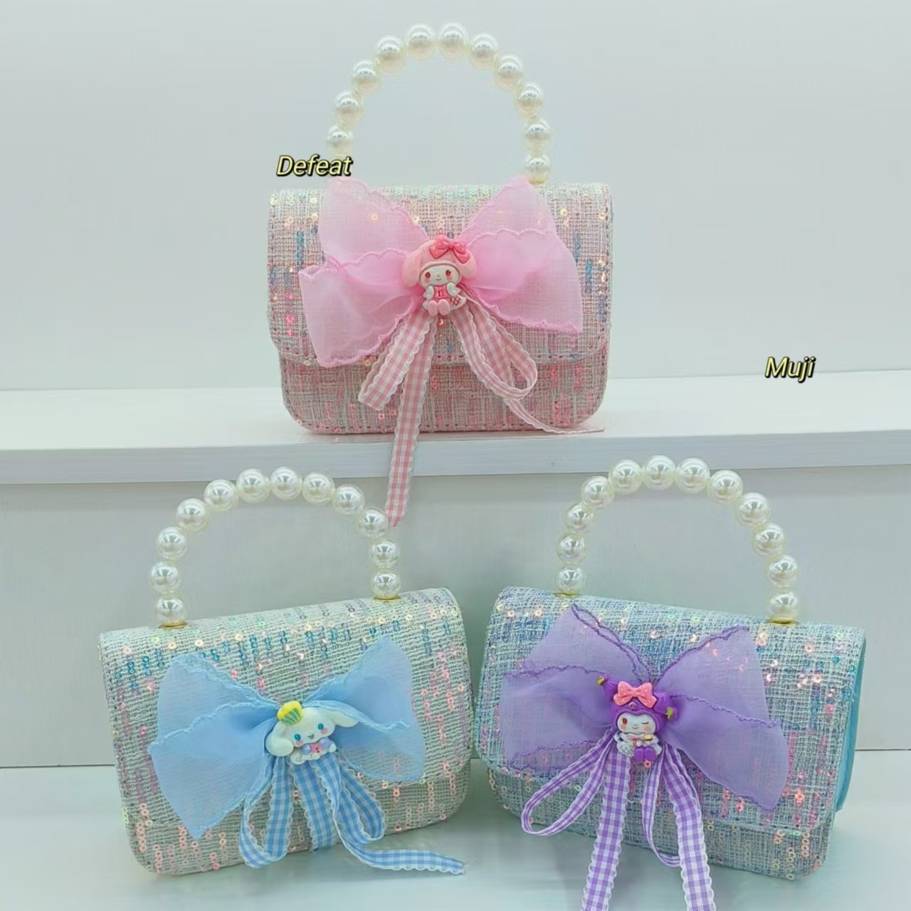 Bolso de mano de perla princesa bolso de accesorios melodi Kuromi niños niñas billetera de Año Nuevo bolso pequeño