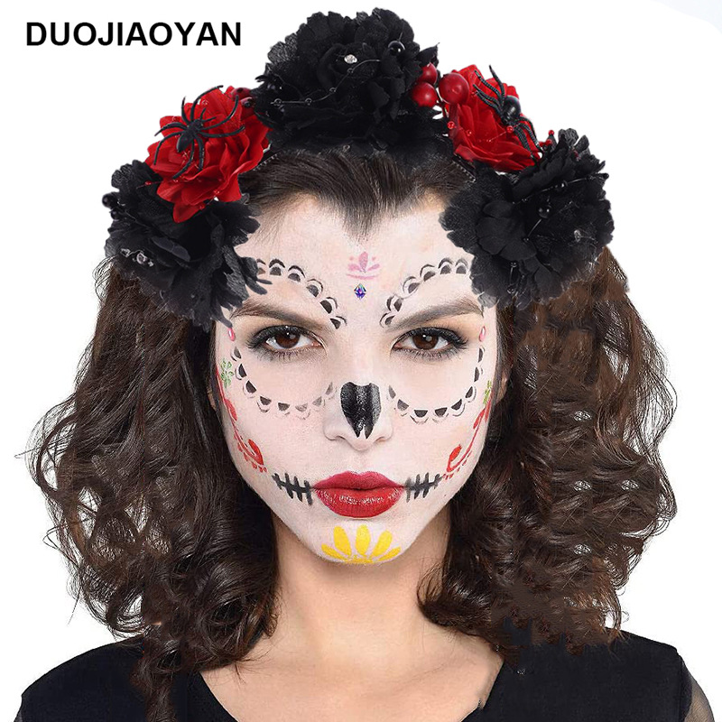 Halloween Blumenstirnband Persönlichkeit Spinnensimulation Blume Cosplay Make-up Party Kopfschmuck_voghion.com