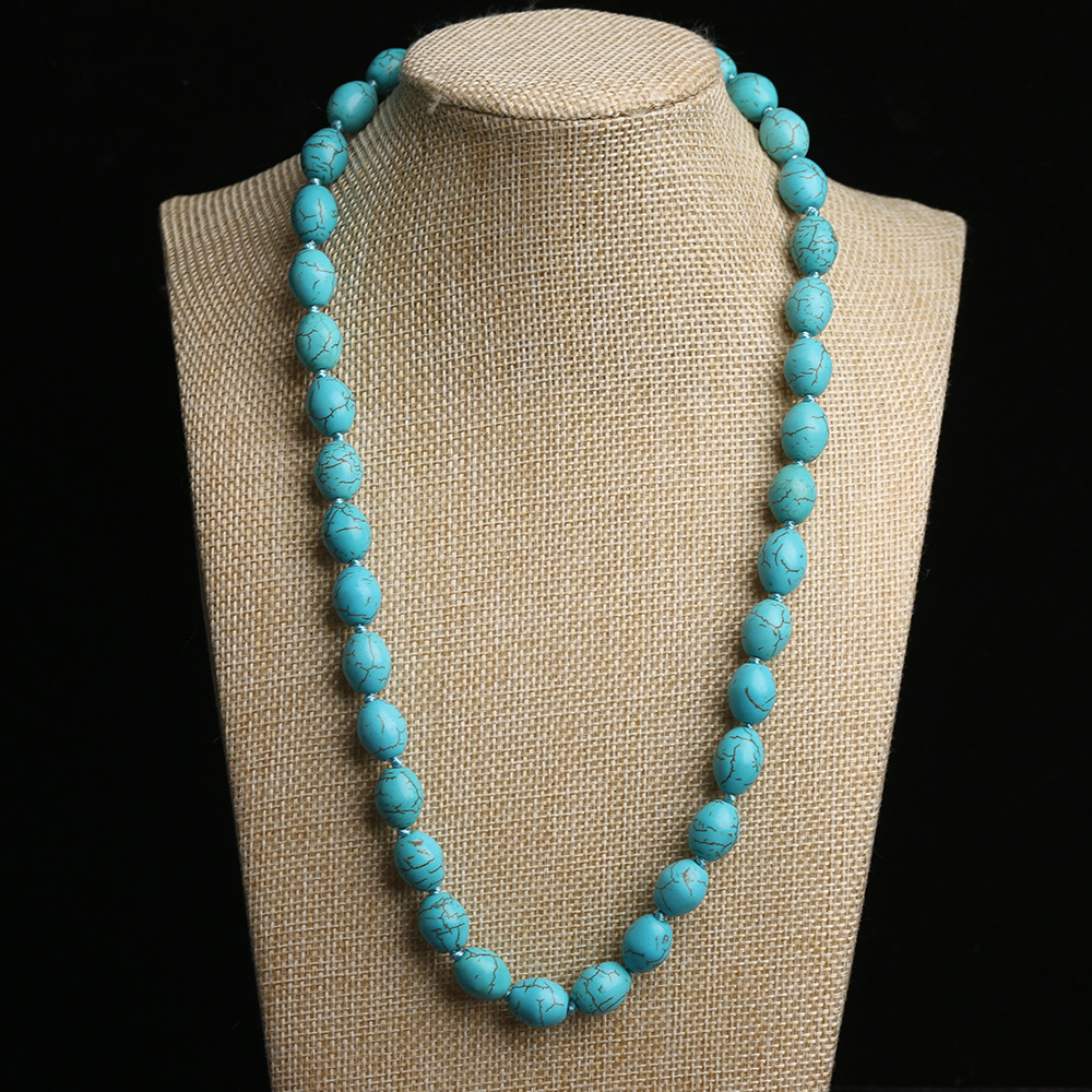 1 Piece Ethnic Style Oval Turquoise Polishing Necklace display picture 1