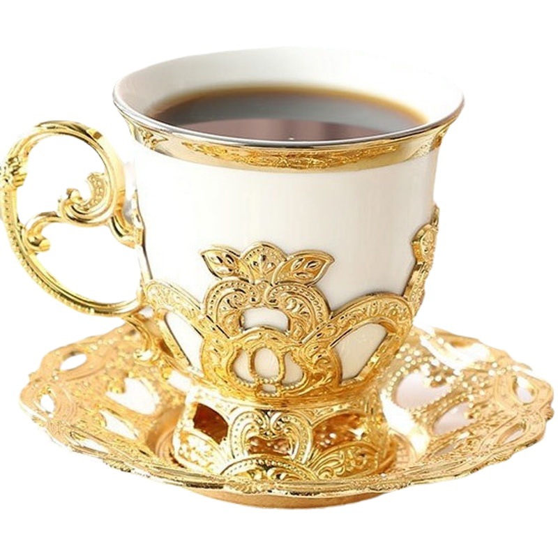 Taza de café de porcelana china de 2 piezas con platillo, nueva, de la marca FCM, en caja de regalo, aroma de café de Oriente Medio image 1