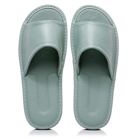 Cross-border Genuine Leather Home Couple Slippers Summer Home Indoor Non-slip Waterproof Cowhide Slippers Soft Bottom Logo Customization