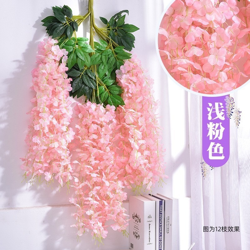 模擬藤の花ショッピングモールパーティー花結婚式の天井造園豆の花の壁家の装飾花びら造花ストリング|undefined