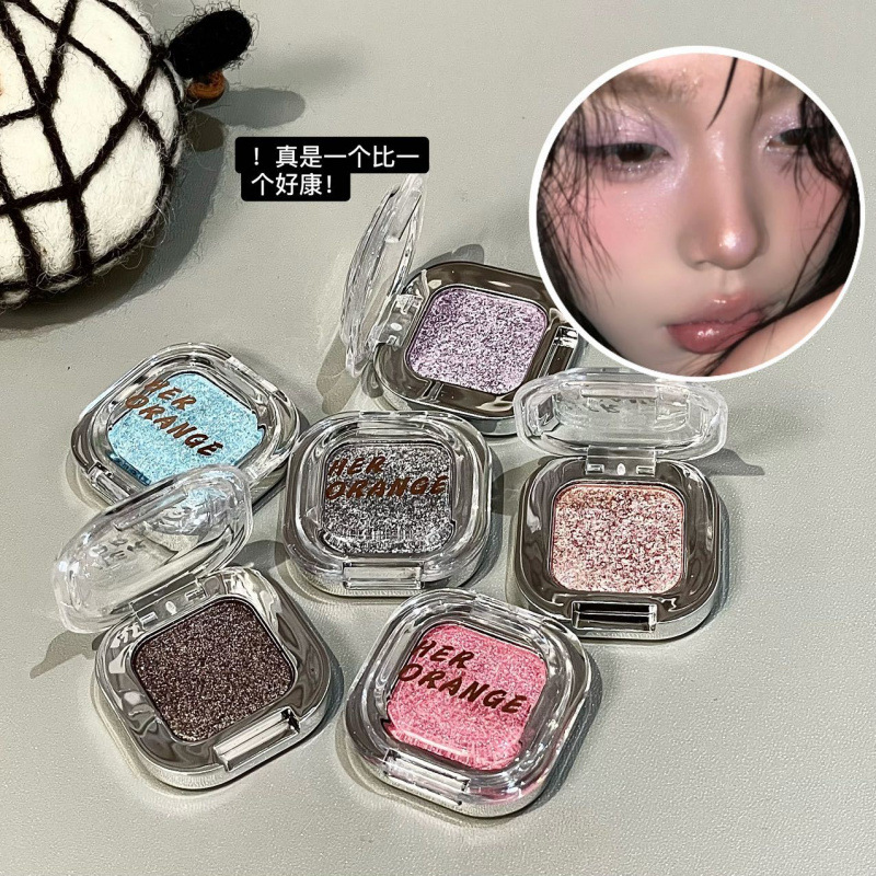 HERORANGE sensación fría de una sola sombra de ojos de maquillaje fácil de brillar perlada brillante brillante maquillaje de alta brillo plato de sombra de ojos de maquillaje