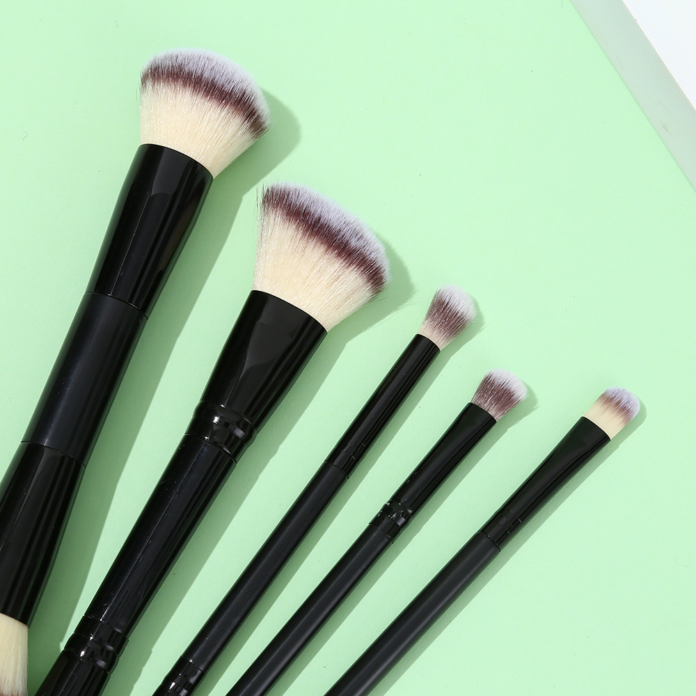 Nuevo conjunto de 5 pinceles de maquillaje de doble cabeza con un conjunto completo de cepillo blush suave en polvo de brillo alto para principiantes herramientas de maquillaje