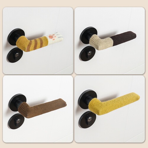 Door handle protective cover wall anti-collision bathroom door lock door handle sheath winter knitted thickened anti-collision mat