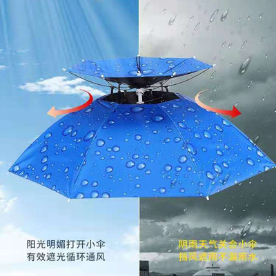 Head mounted Umbrella hat Vinyl Sunscreen Umbrella Fishing umbrella fold ultraviolet-proof outdoors Sunshade Parasol Hats