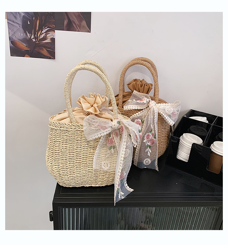 Fashion Weave Portable Basket Tote Bag display picture 3