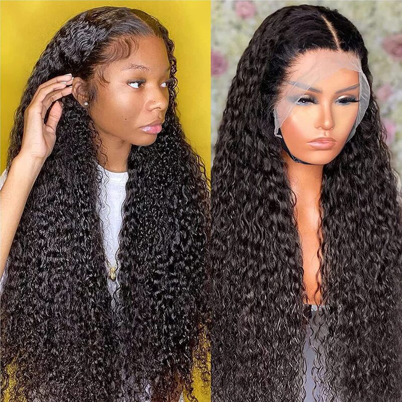 Hand-Woven Black Curly European and American Front Lace Wig African Curly Women's Long Curly Black Fluffy Semi-Hand-Woven