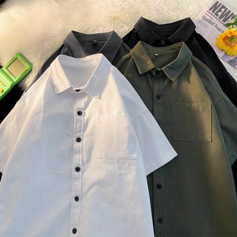 Customized Workwear Short-sleeved Shirt Men's Summer Trendy Brand Trendy Ripper Handsome Top plus size Loose Casual Retro Shirt