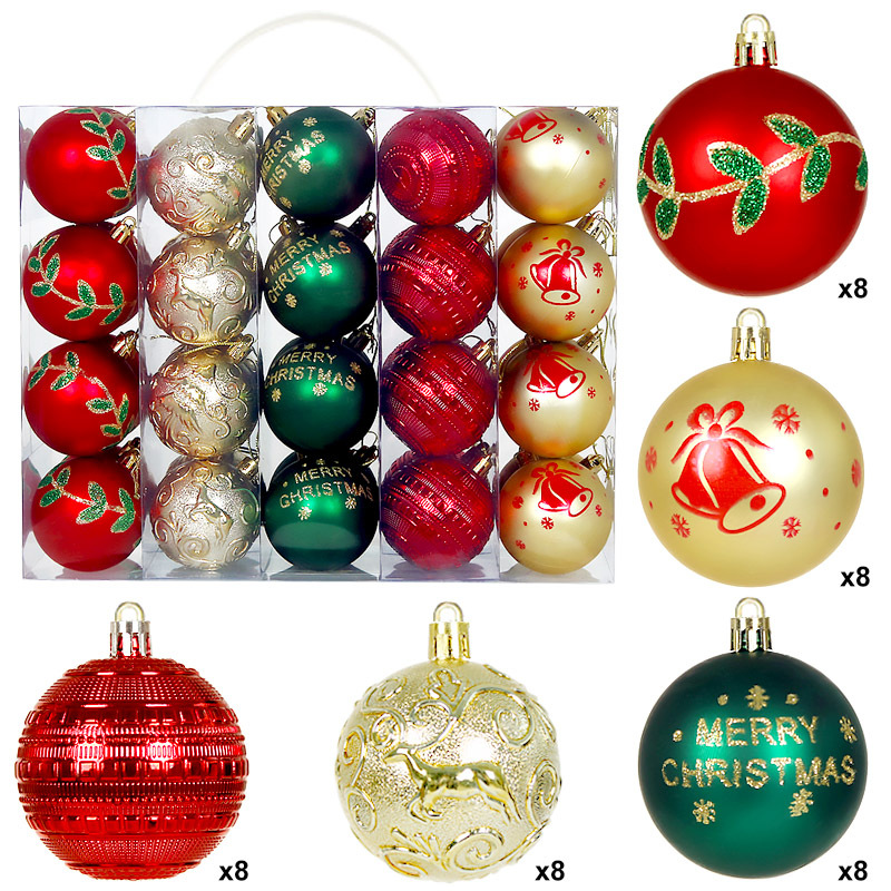 Amazon Cross-border Christmas Ball Set 6CM40 bolas decorativas de Navidad bolas pintadas bolas de plástico galvanizado