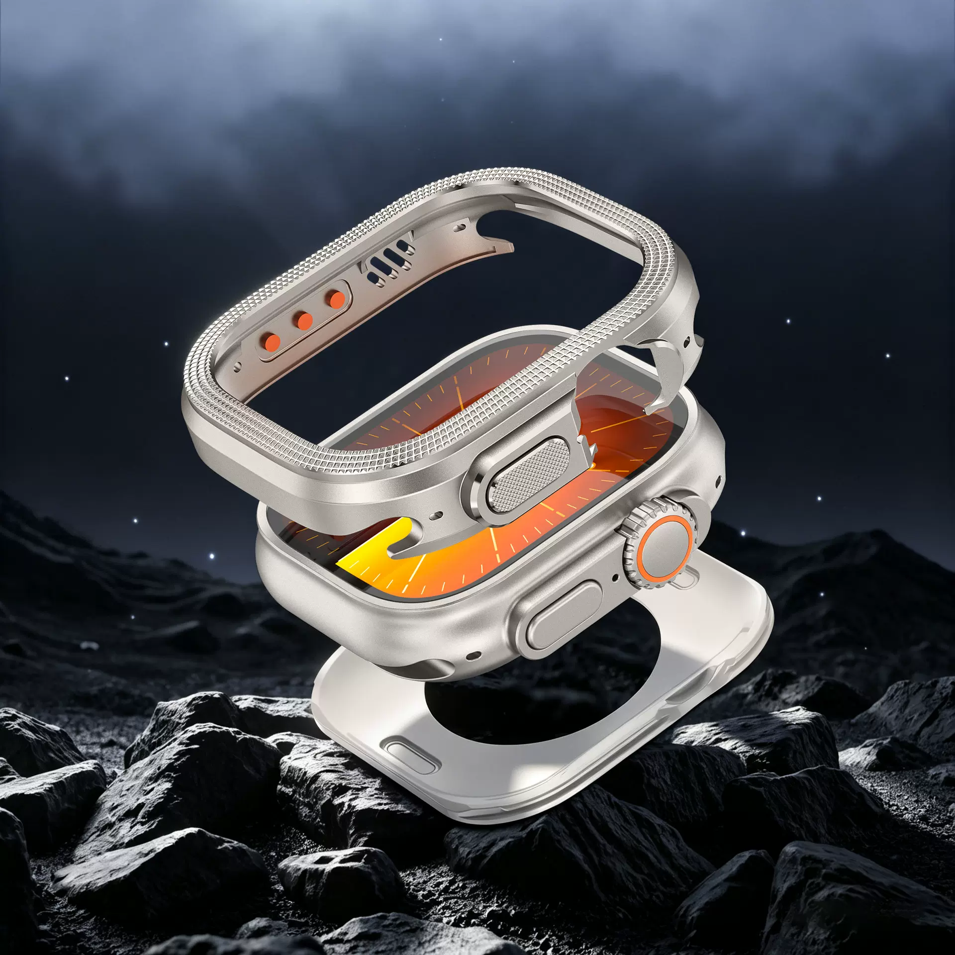 适合苹果手表表壳防摔保护壳iwatch1109Ultra32菱形款金属壳跨境