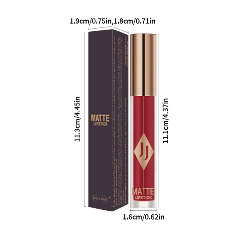 Cross-border JOLLY JOJO Matte Lip Gloss Lip Gloss, Colored velvet matte lipstick Specification drawing