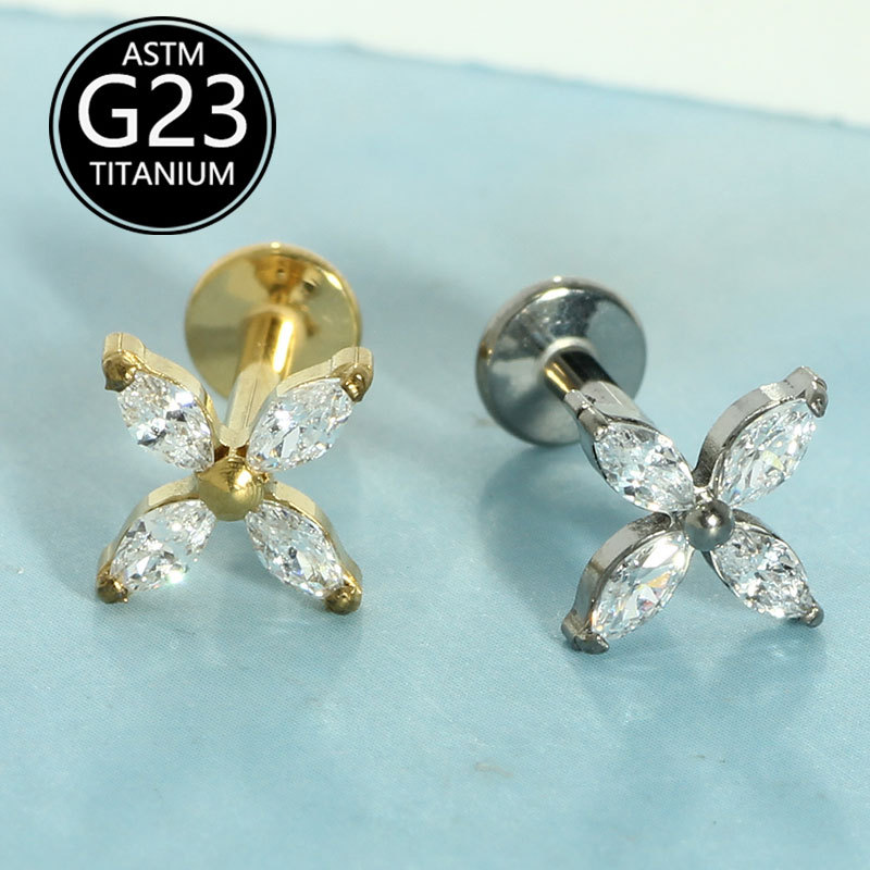 Pointed titanium steel lip stud product view