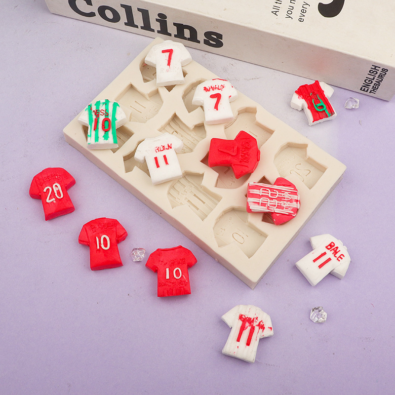 Molde para hornear deportes Jersey fondant molde de silicona chocolate caramelo galleta pastel molde epoxi