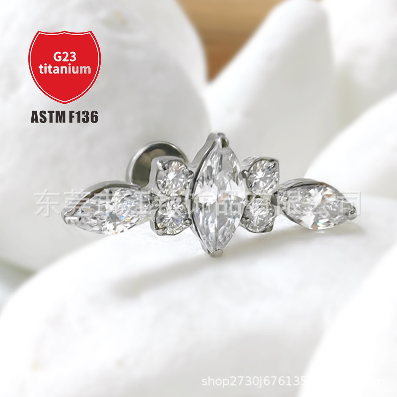 Pointed titanium steel lip stud product view