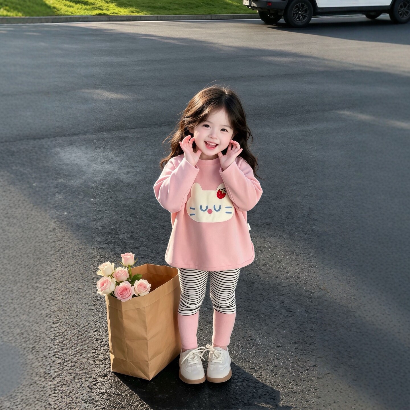 Autumn children's leggings, trousers, cartoon set, T-shirt, western style, with little bears 4