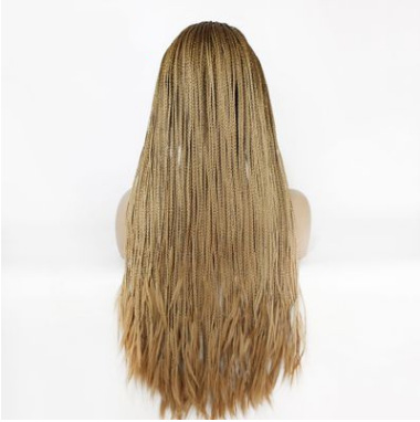 Gradiente transfronterizo dorado africano trenza sucia de tres hilos trenza media mano de encaje delantero peluca de fibra química LW0015