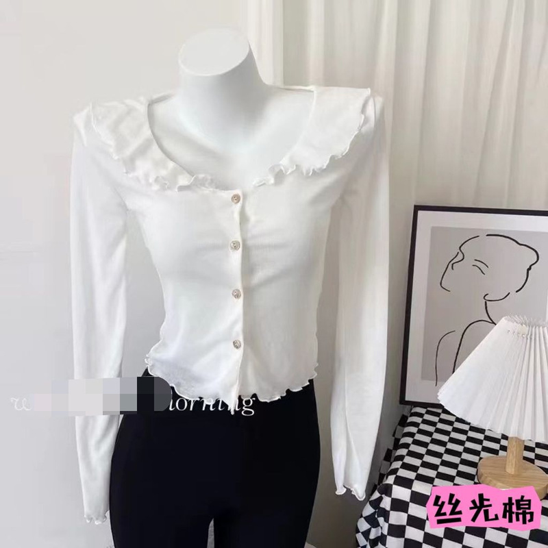 Pure Desire Ruffled Collar Sunscreen Cardigan Single-breasted Women's 24 New Outer Knitted Air-conditioning Shirt Fairy Top Long-sleeved