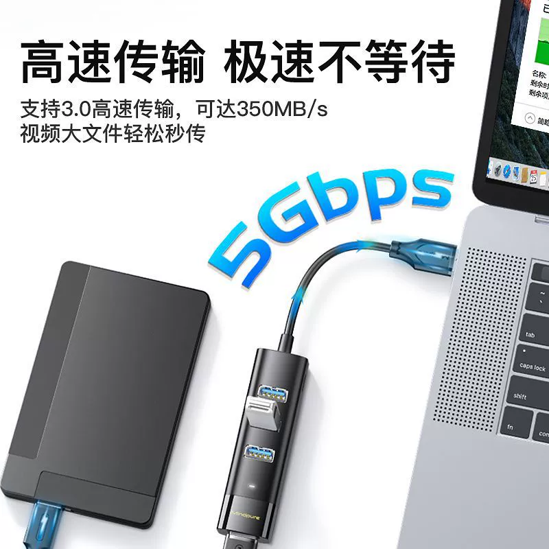 跨境 USB3.0 высокоскоростной концентратор HUB One Drag 44 Ноутбук Type-C Witchiwolhed