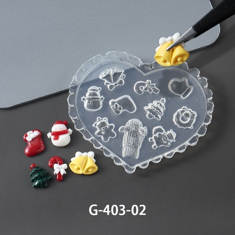 圣诞节3d立体浮雕美甲雪花硅胶模具圣诞老鹅铃铛靴子粘土结雕模板|undefined
