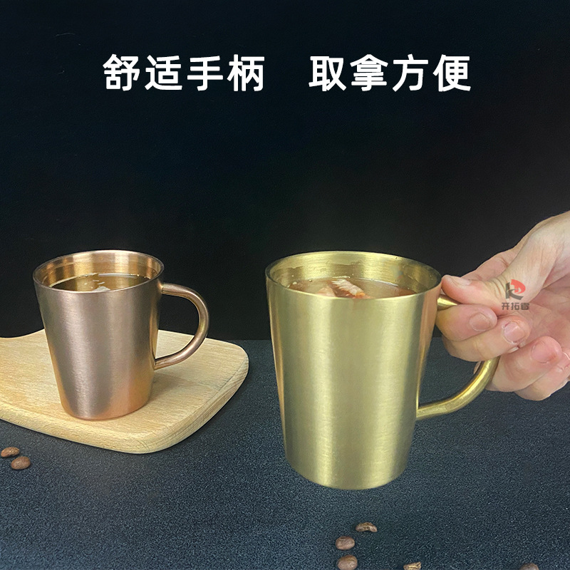 Korean-style 304 stainless steel water cup large capacity beer cup double-layer restaurant tea cup coffee cup INS juice mug