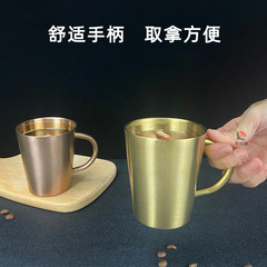 Korean-style 304 stainless steel water cup large capacity beer cup double-layer restaurant tea cup coffee cup INS juice mug