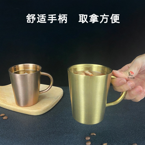 韩式304不锈钢水杯大容量啤酒杯双层餐厅茶杯咖啡杯ins果汁马克杯