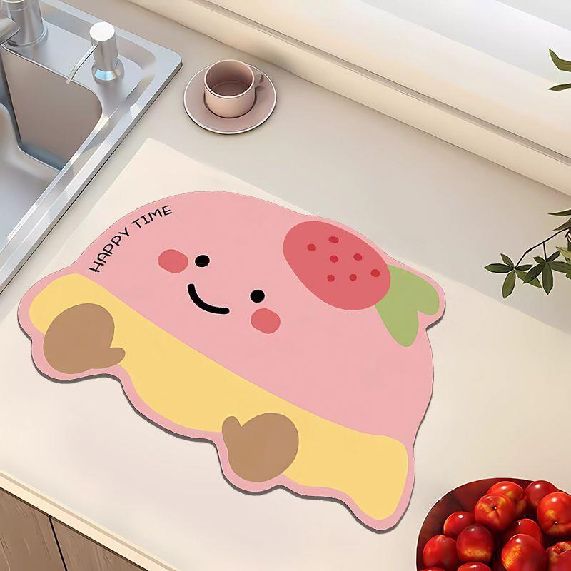 【1319人收藏】可爱卡通家用厨房台面沥水垫软硅藻泥吸水防滑杯垫