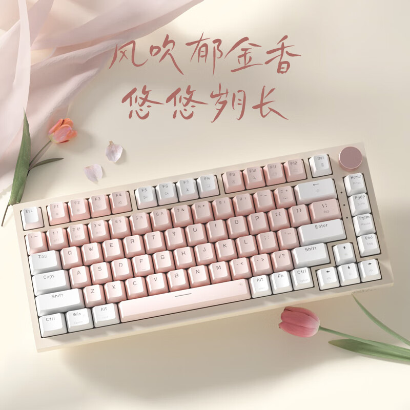 Teclado mecánico de niñas teclado rosa tres modos de alto valor de visualización estructura de goma suave juego de teclado de escritorio