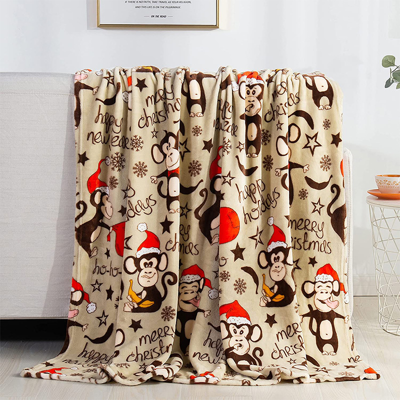 Cute Style Christmas Cute Santa Claus Plaid Snowman Polyester Blanket Couch & Sofa Decor