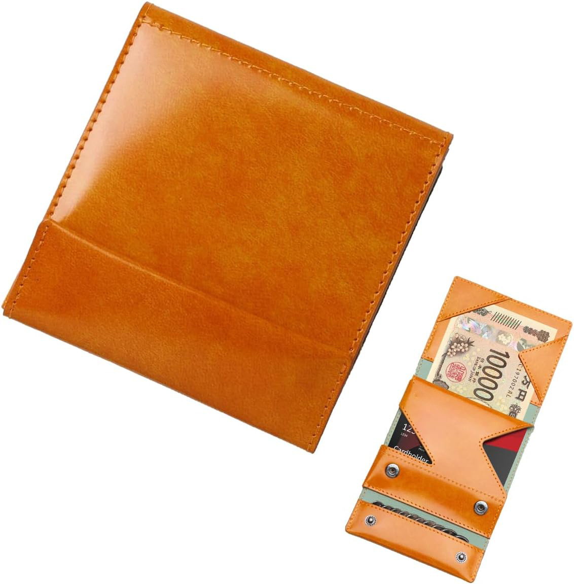 Amazon Japón Lotte Caibu cartera de cuero corta de tres plegados cartera multi-tarjeta de cuero cartera de negocios para hombres