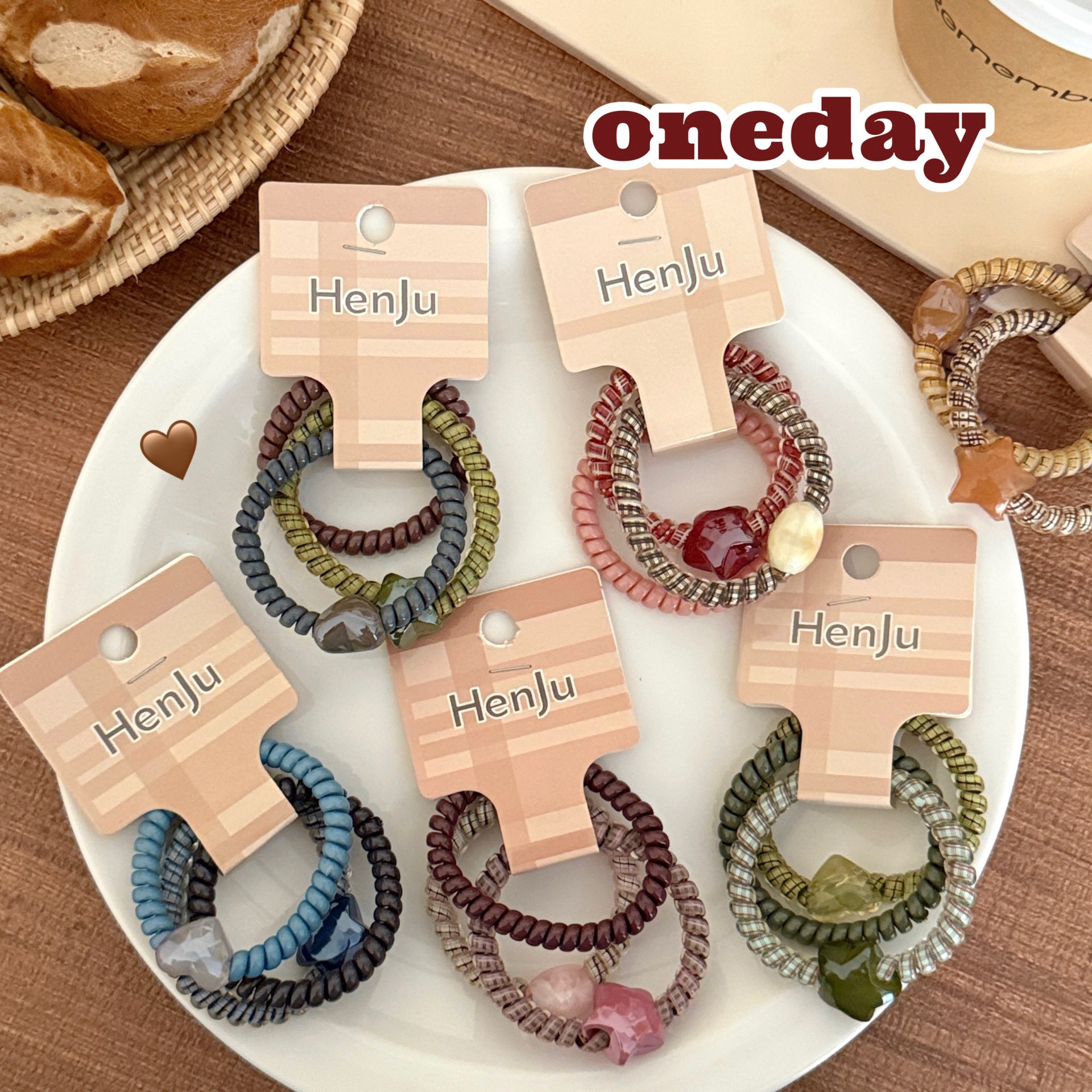 candy color five-pointed star phone line hair ring suit seamless ponytail head rope rubber band girl versatile elegant headdress