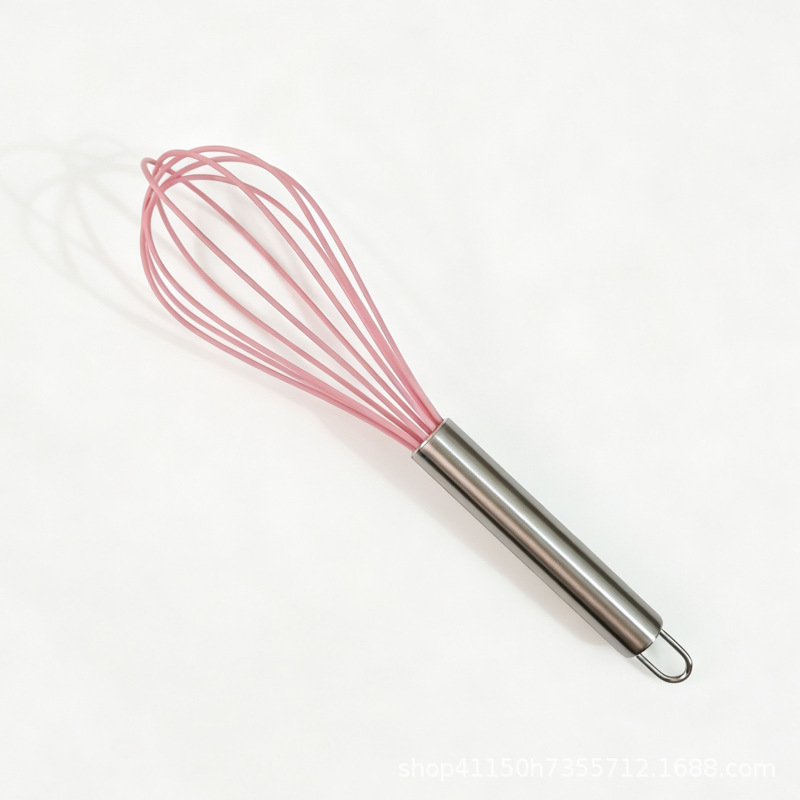 Batidor de huevos de silicona manual de acero inoxidable crema dispensador de mano licuadora mini herramienta de horneado casera colorida image 19