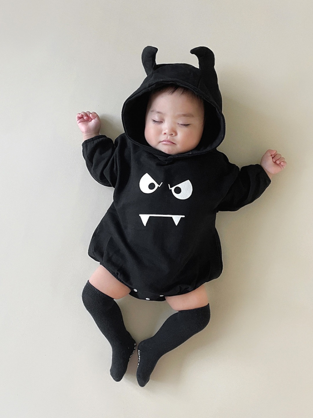 Nuevo Mono de Bebé Estilo Coreano de Primavera, Diseño de Diablillo, con Capucha, para Halloween y Salidas