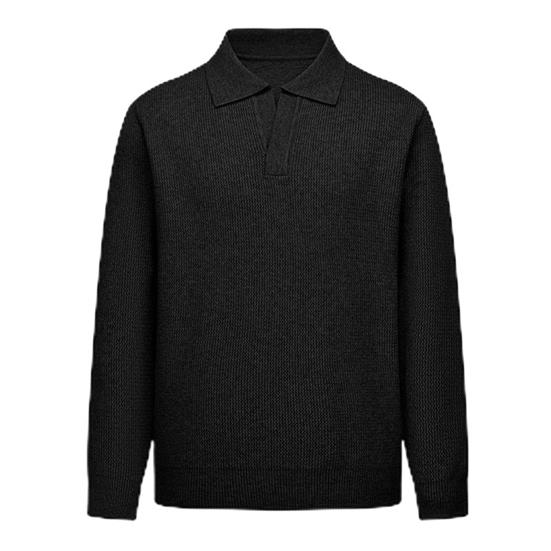 Explosiones transfronterizas de tamaño europeo tamaño grande polo collar V camiseta de punto suéter hombre viejo dinero viento gaviota fábrica de collar al por mayor