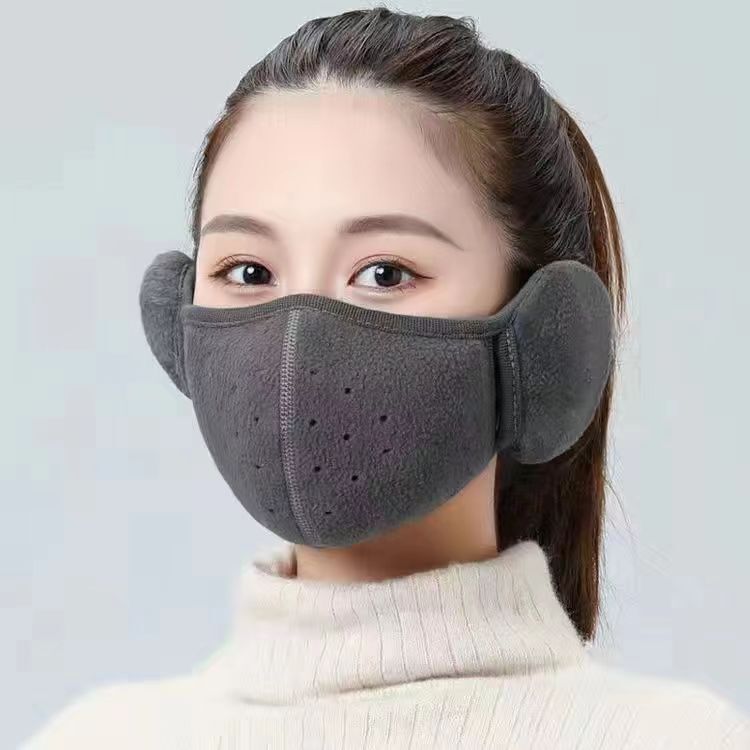 男性と女性のための冬用暖かいマスク、ポーラーフリースとベルベットの厚みのある防寒、防風、通気性のあるツーインワン暖かい耳保護マスク|undefined