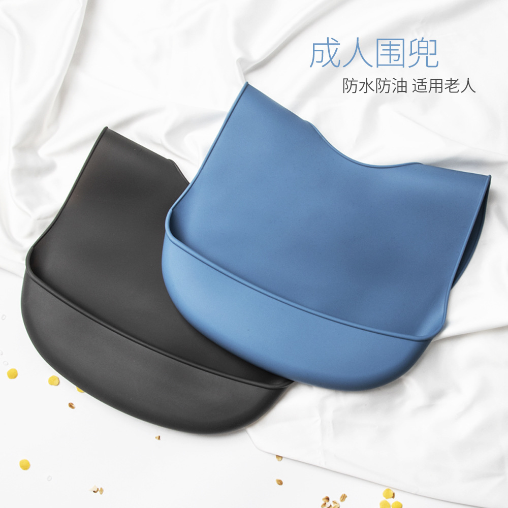 Gran babero para los ancianos, babero de silicona impermeable para adultos, babero de alimentación para los ancianos