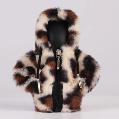 creative gear shift cover hoodie, Sürətlər qutusu və əl tormozu başlıqları - zippered-leopard-print-in-off-white