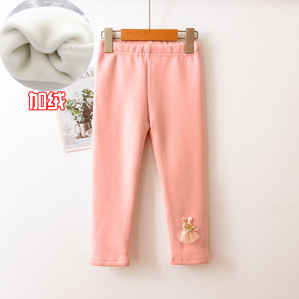 2023 new winter girls' leggings plus cashmere quality 95 cotton one super soft winter children's pants run