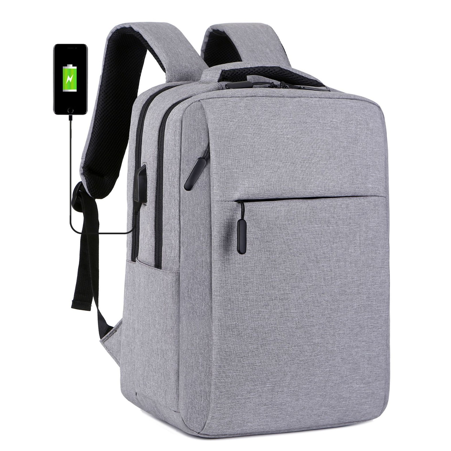 Multifunctional Large-Capacity Computer Bag Men's Business Commuter Backpack Solid Color Simple College Student Campus Backpack