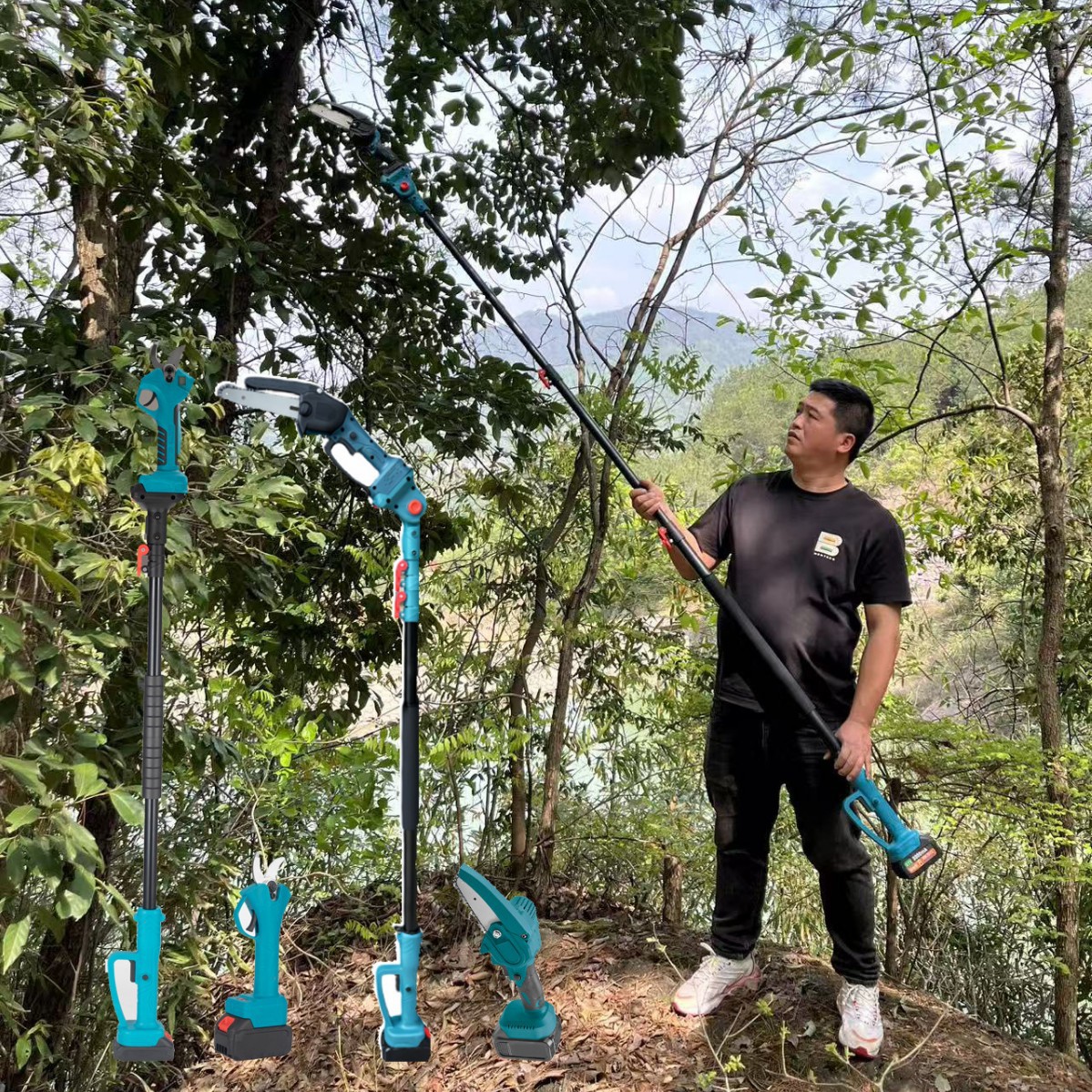 2025手持家用新款锂电链条锯充电式伐木户外修枝电锯单手锯电链锯